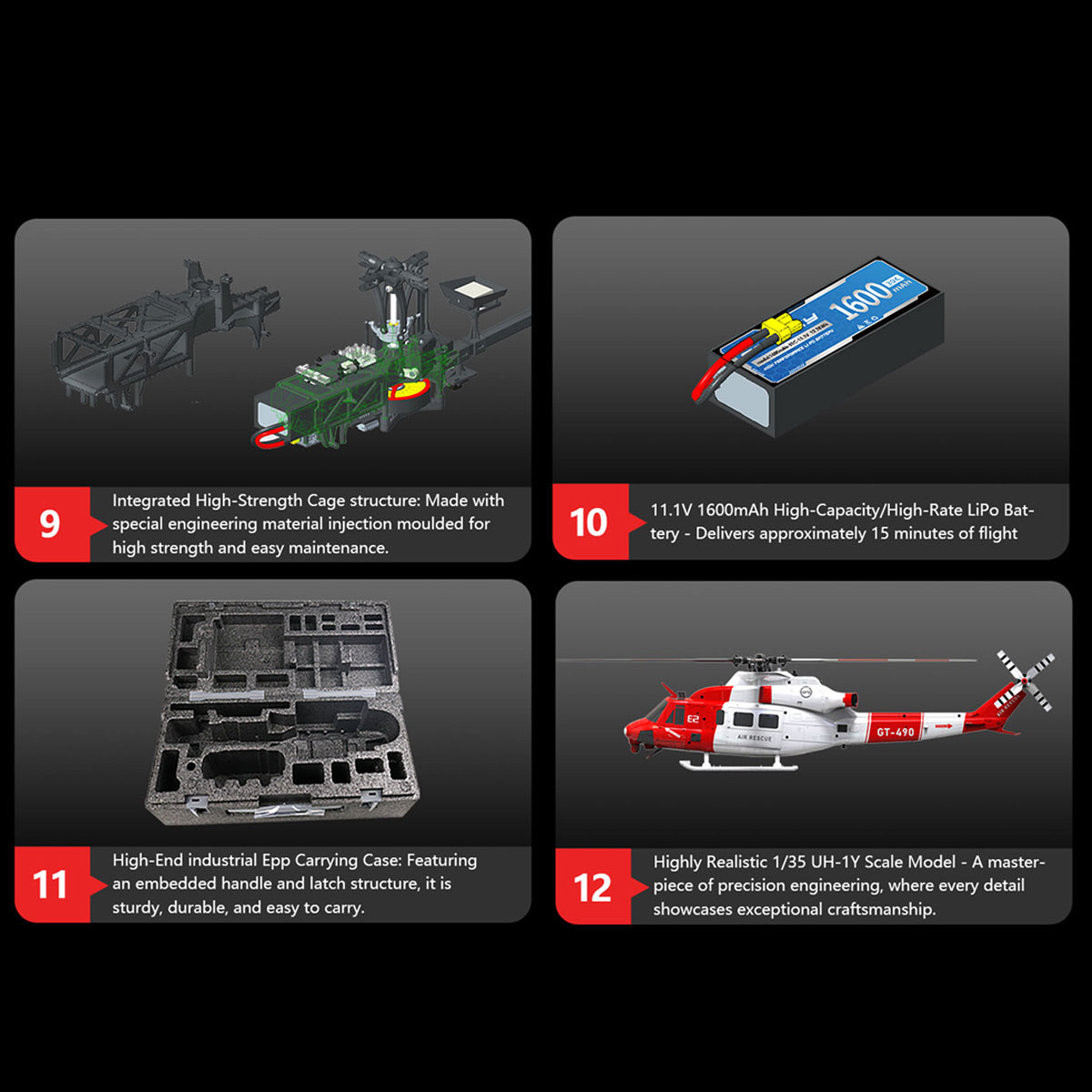 GOOSKY E2 UH-1Y 2.4G 6CH Dual Brushless Direct Drive RC Simulation Helicopter Model