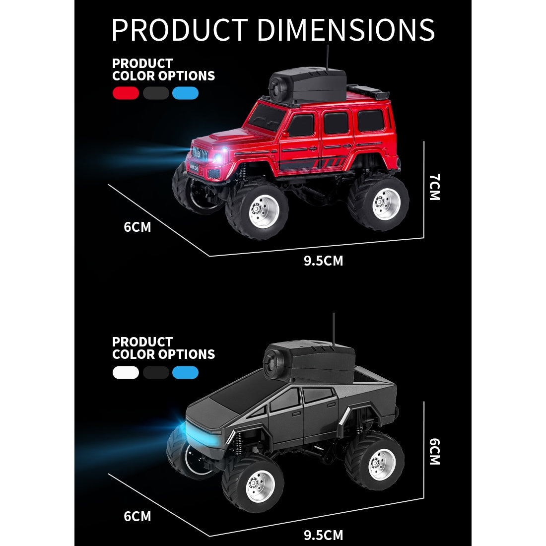 1/64 Scale Mini FPV RC Off-Road Vehicle with Magnetic Detachable Camera