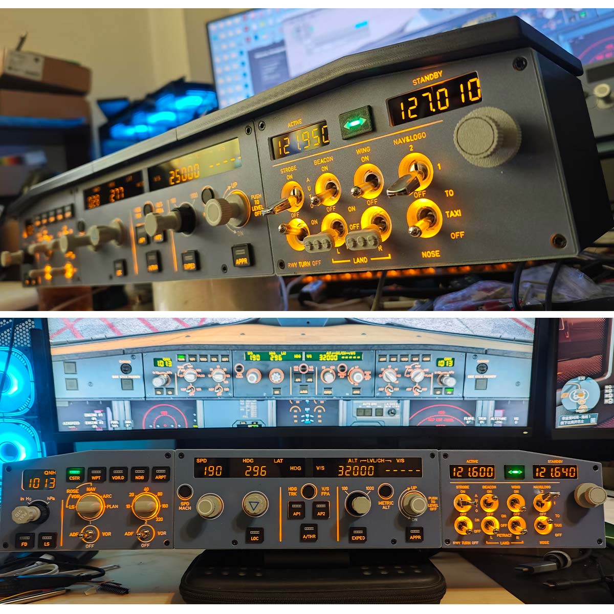 D108 All-in-One A32X Home Cockpit Panel - Integrated FCU+Left EFIS+Custom Lighting/Frequency Module for Windows MSFS2020/2024, X-Plane 12 (Fenix, FBW, Toliss)