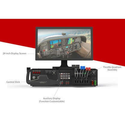 Desktop Flight Sim Control Panel with Integrated Display for Windows, Compatible with X-Plane MSFS, D40/D42/172 Aircraft Models (PC Not Included/Metal Housing)