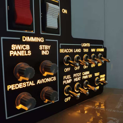 C172 flight simulator 1/1 light control switch panel