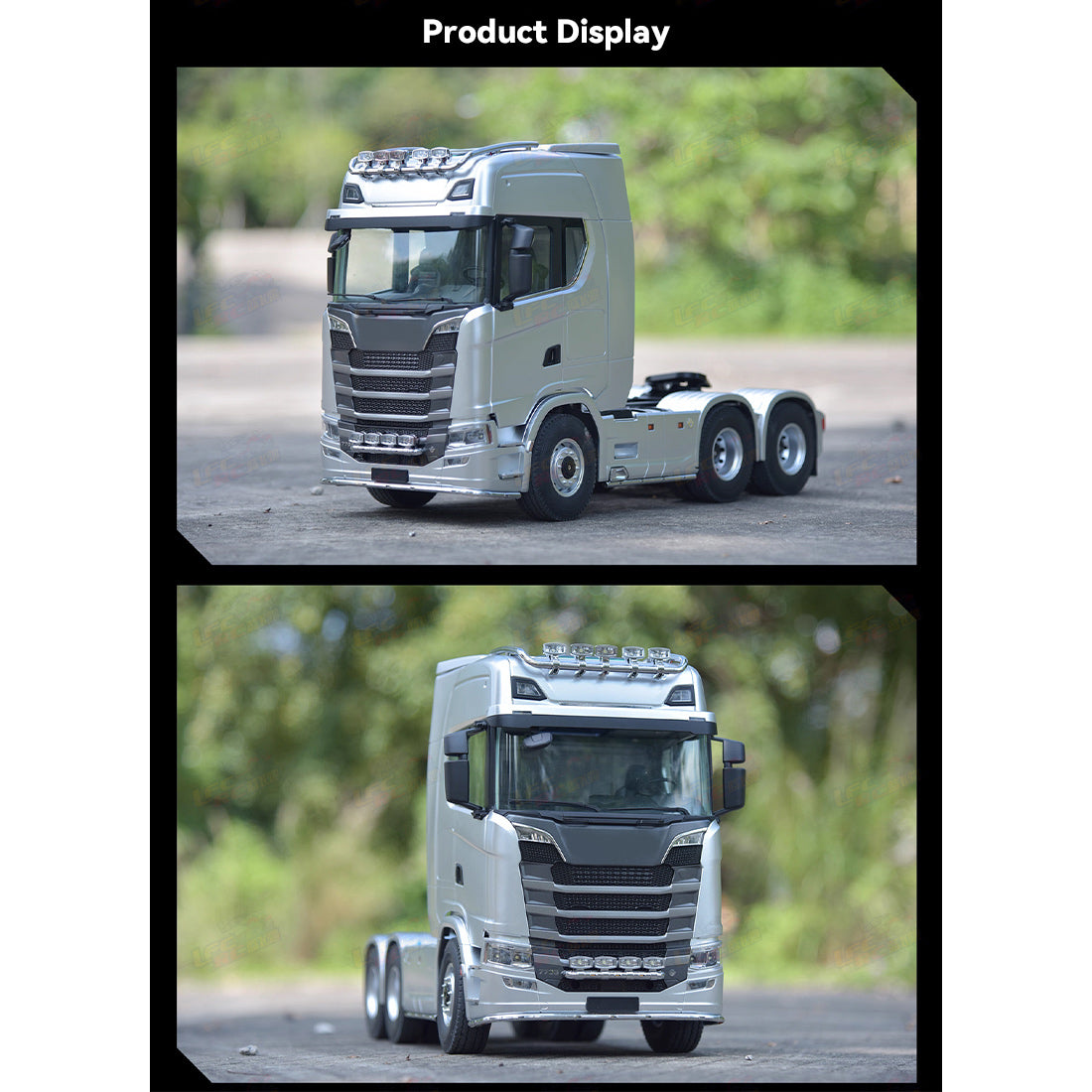 1/18 scale 6x4 770S Heavy-Duty Remote Control Tractor + LED Light Upgrade Kit + Remote Control Semi-Trailer