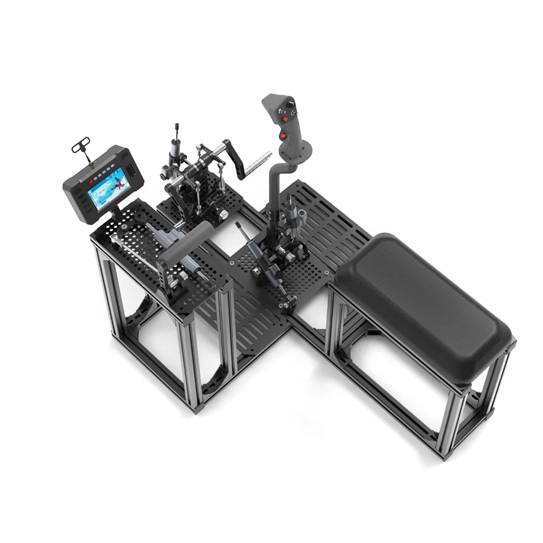 FF10 Flight Simulator Controller 10-Link 2.4G RC Transmitter with Throttle, Cyclic Stick & Rudder Pedals, ELRS 2.4G, CNC Metal Build for Fixed Wing, Helicopter & Multirotor