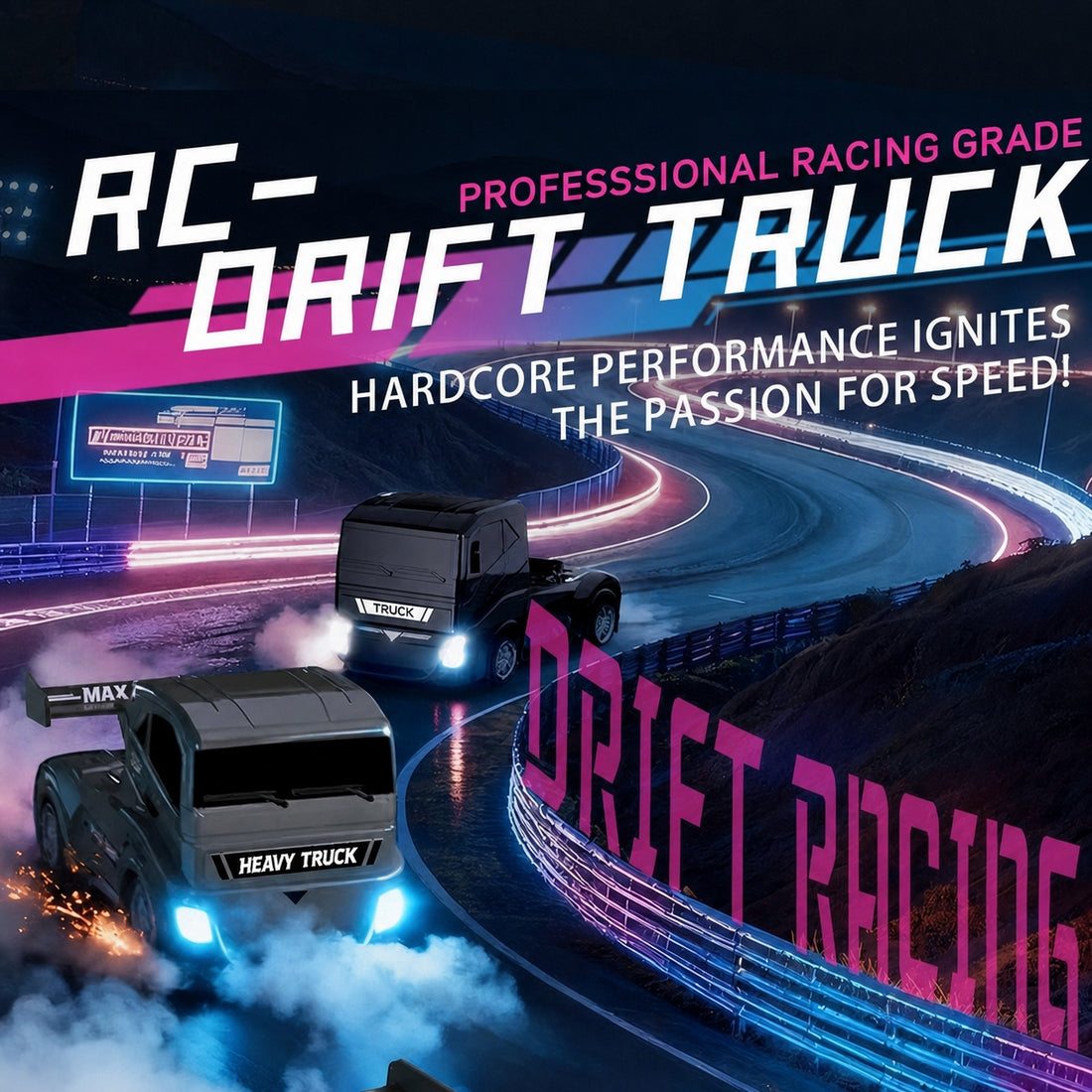 1/24 Scale 4WD RC Drift Truck, 2.4GHz RC Racing Vehicle