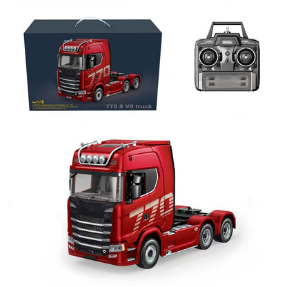 1/18 scale 6x4 770S Heavy-Duty Remote Control Tractor + LED Light Upgrade Kit + Remote Control Semi-Trailer