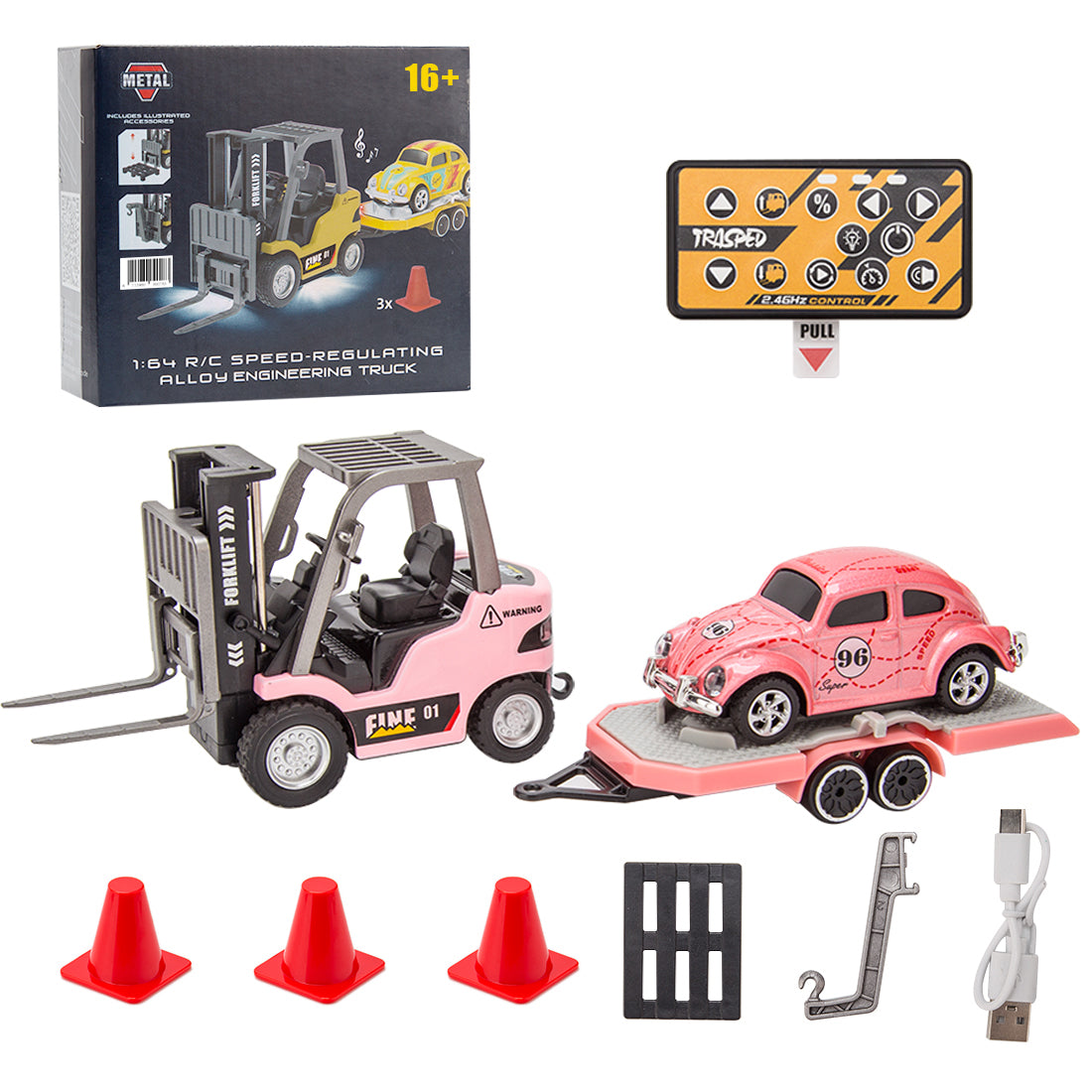 1/64 Scale 2.4G Mini Alloy RC Forklift Truck