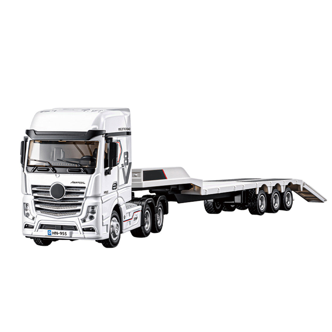1/64 Scale 2.4G 12-Frequency Heavy Duty RC Flatbed Semi Truck Model with Sound & Light Effects
