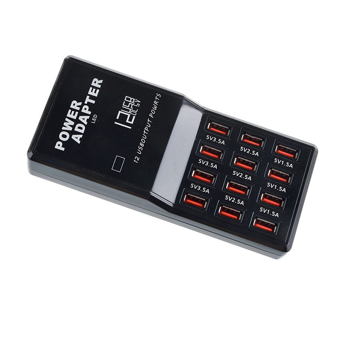 12-Port USB Charging Station, Multi-Device 5V Intelligent USB Charger with Global Plug Options (EU Plug)