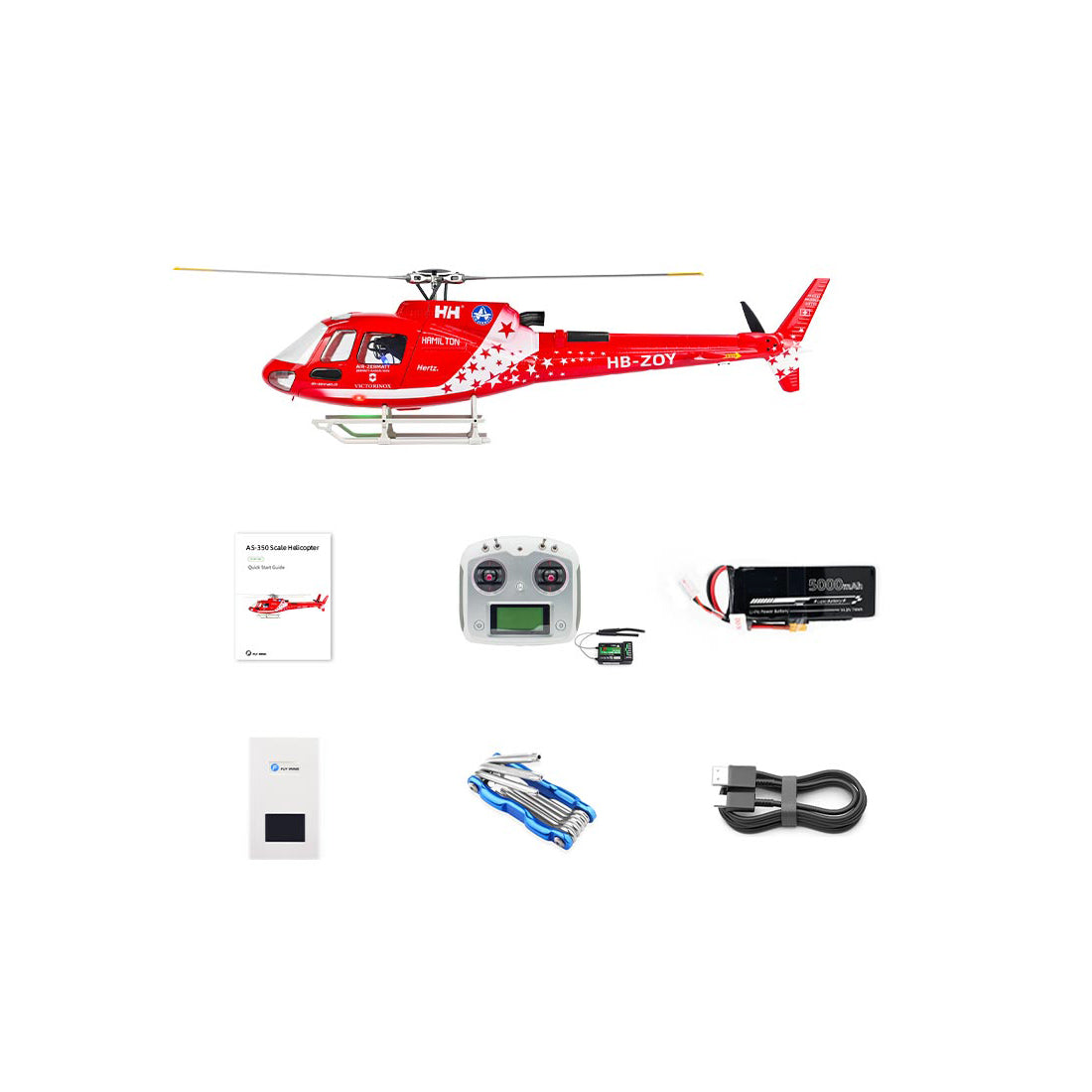FLYWING AS-350 2.4G 6CH 470-Class Quik-Release 3-Rotor Scale RC Military Helicopter Model