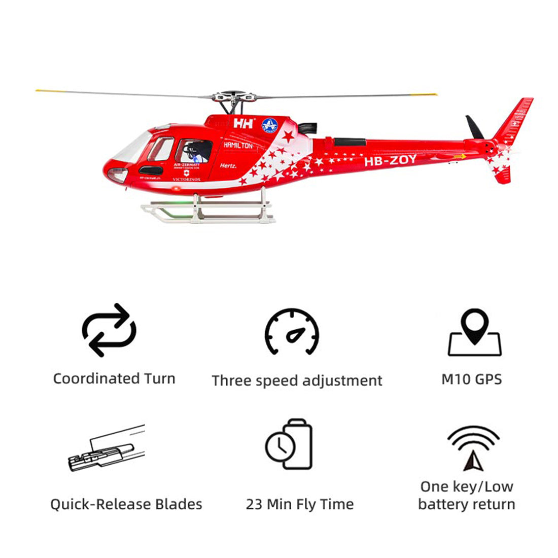 FLYWING AS-350 2.4G 6CH 470-Class Quik-Release 3-Rotor Scale RC Military Helicopter Model