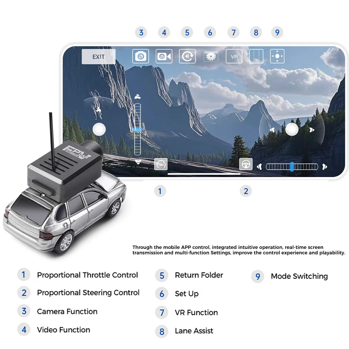 WL 1/64 Scale APP-Controlled Fully Proportional FPV Mini RC Car
