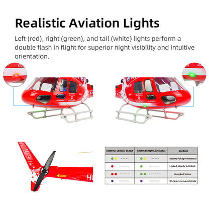 FLYWING AS-350 2.4G 6CH 470-Class Quik-Release 3-Rotor Scale RC Military Helicopter Model