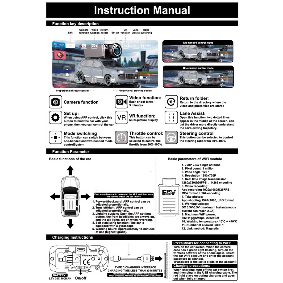 WL 1/64 Scale APP-Controlled Fully Proportional FPV Mini RC Car