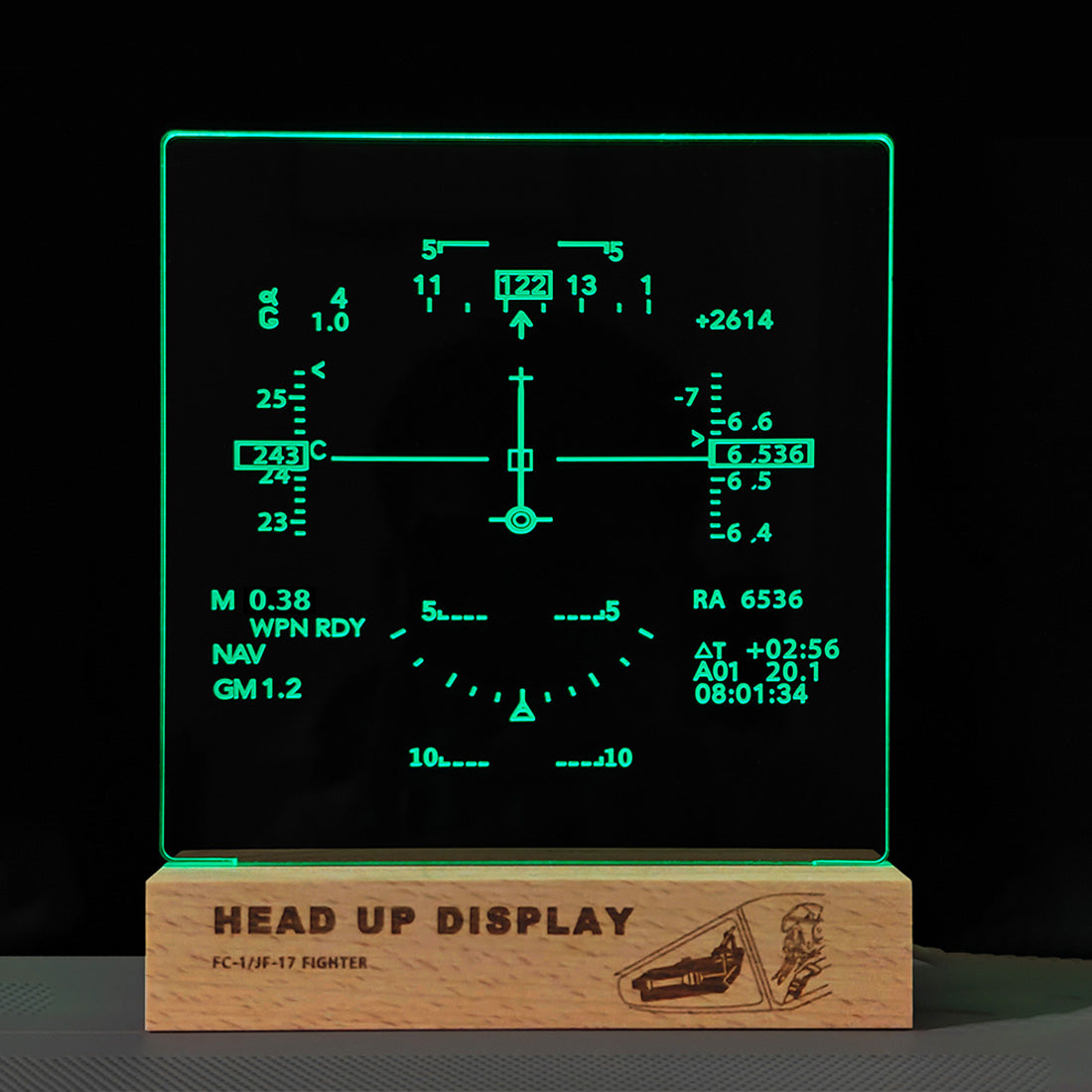 Fighter-Jet HUD Diffraction Display Lamp, Ambient Light Night Light