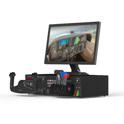 Desktop Flight Sim Control Panel with Integrated Display for Windows, Compatible with X-Plane MSFS, D40/D42/172 Aircraft Models (PC Not Included/Metal Housing)