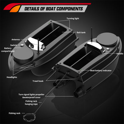 V030 12V 2.4G High-Speed RC Bait Boat+ 12V 20000mAh Lithium Battery