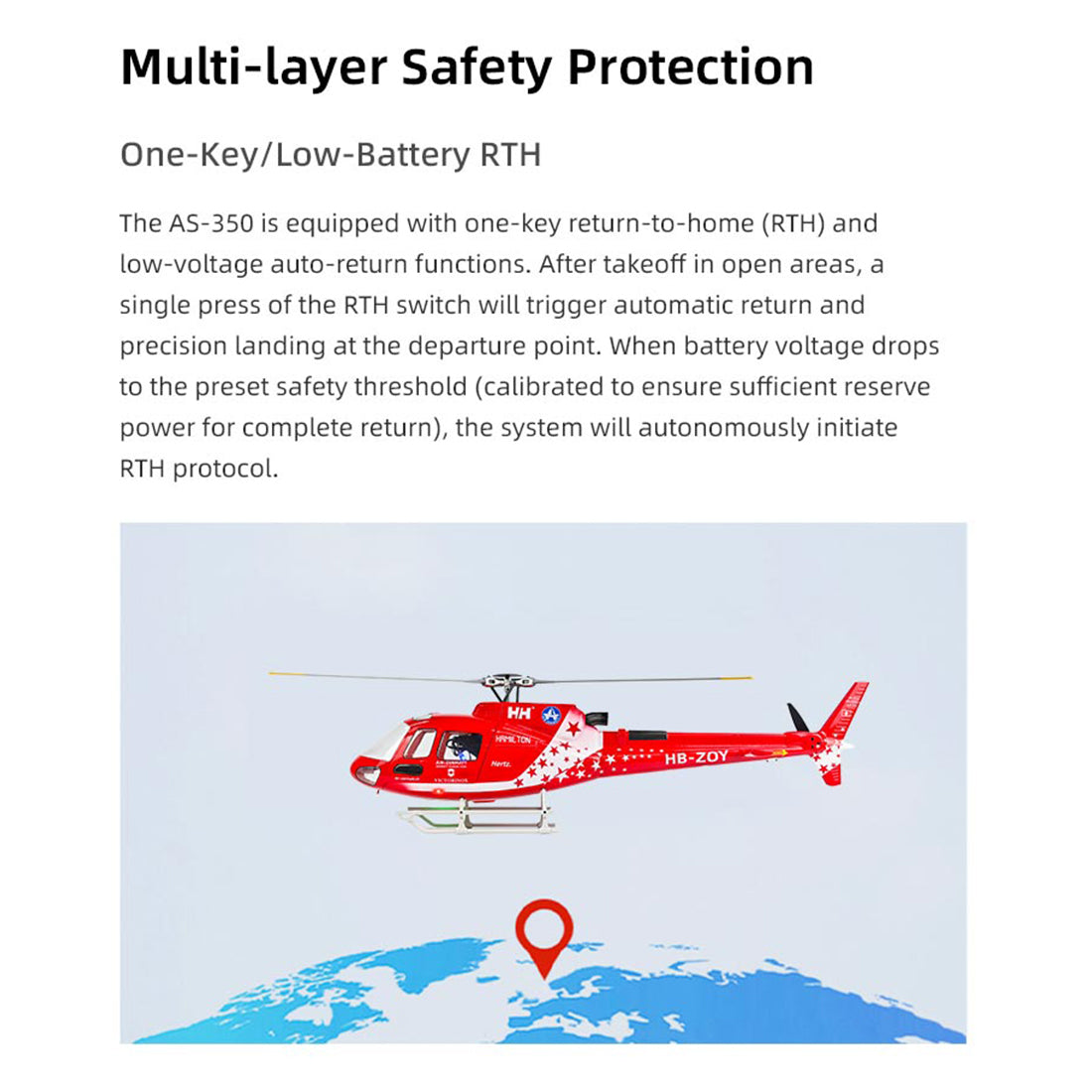 FLYWING AS-350 2.4G 6CH 470-Class Quik-Release 3-Rotor Scale RC Military Helicopter Model