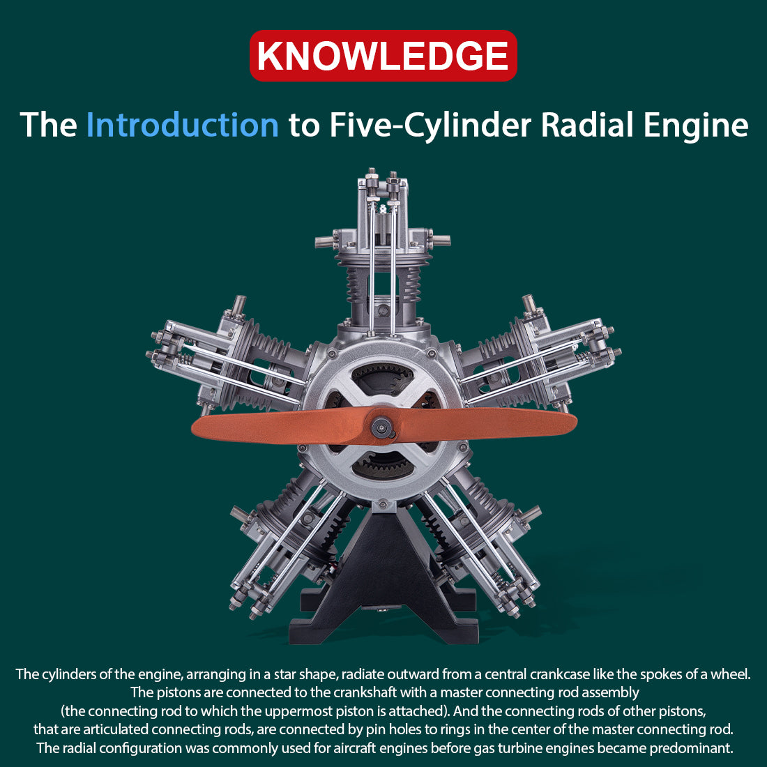 250+pcs/set 1:6 Five-Cylinder Radial Engine Aircraft Engine Simulation Electric Model