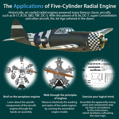 250+pcs/set 1:6 Five-Cylinder Radial Engine Aircraft Engine Simulation Electric Model