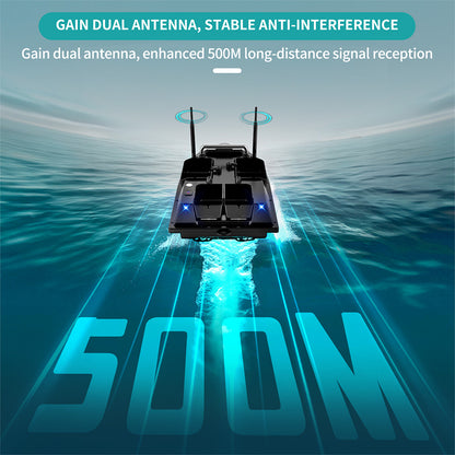 V803 4-Compartment Dual-Antenna RC Bait Boat with 4 Fishing Zones and 200 Waypoints