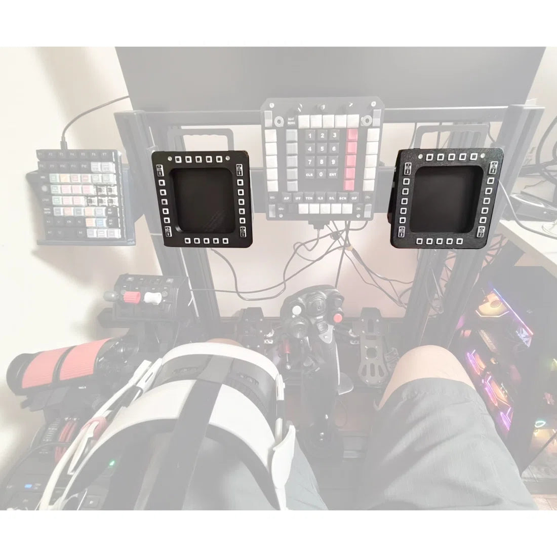 5-Inch 2K 24-Key Fighter Jet MFD-Panel for PC Flight Sims, Compatible with JF-17, F/A-18, F16