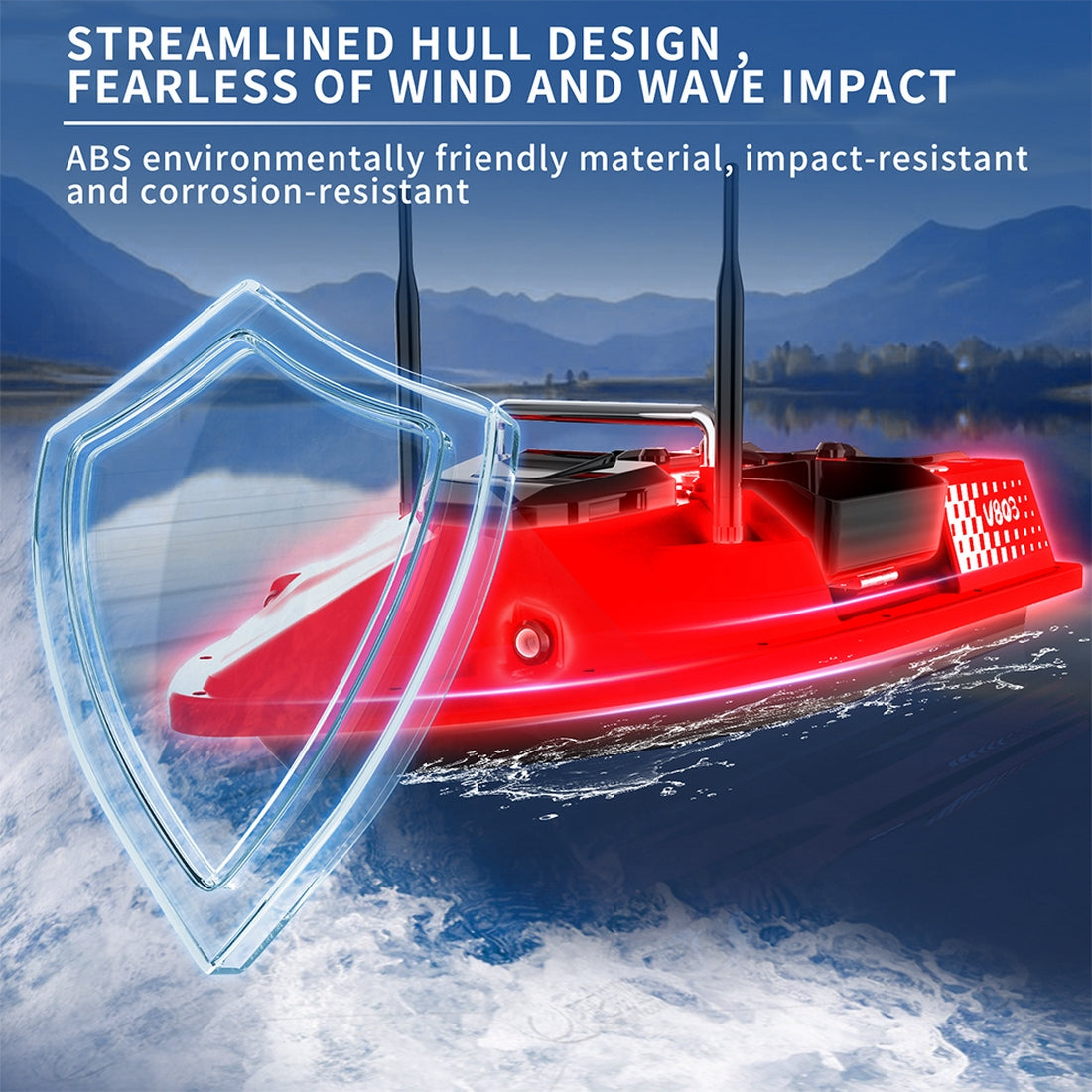 V803 4-Compartment Dual-Antenna RC Bait Boat