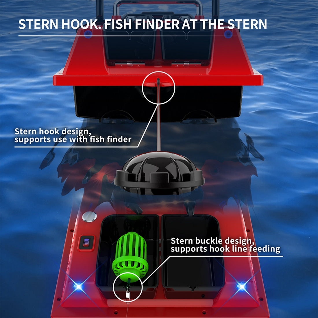 V803 4-Compartment Dual-Antenna RC Bait Boat