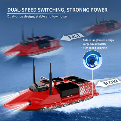V803 4-Compartment Dual-Antenna RC Bait Boat