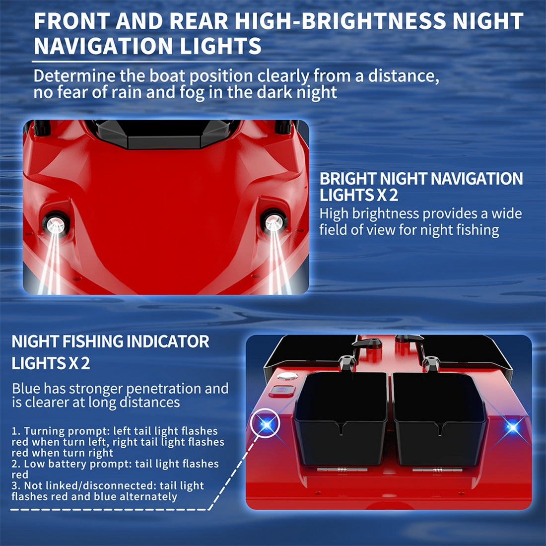 V803 4-Compartment Dual-Antenna RC Bait Boat