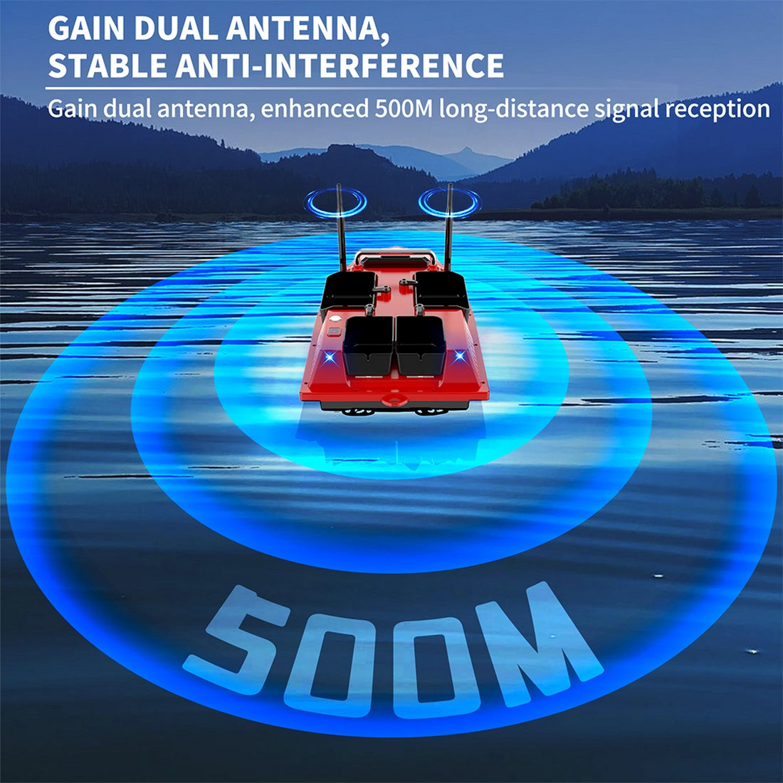 V803 4-Compartment Dual-Antenna RC Bait Boat