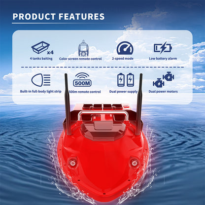 V803 4-Compartment Dual-Antenna RC Bait Boat