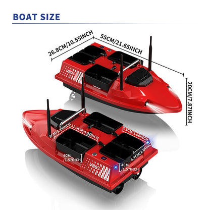V803 4-Compartment Dual-Antenna RC Bait Boat