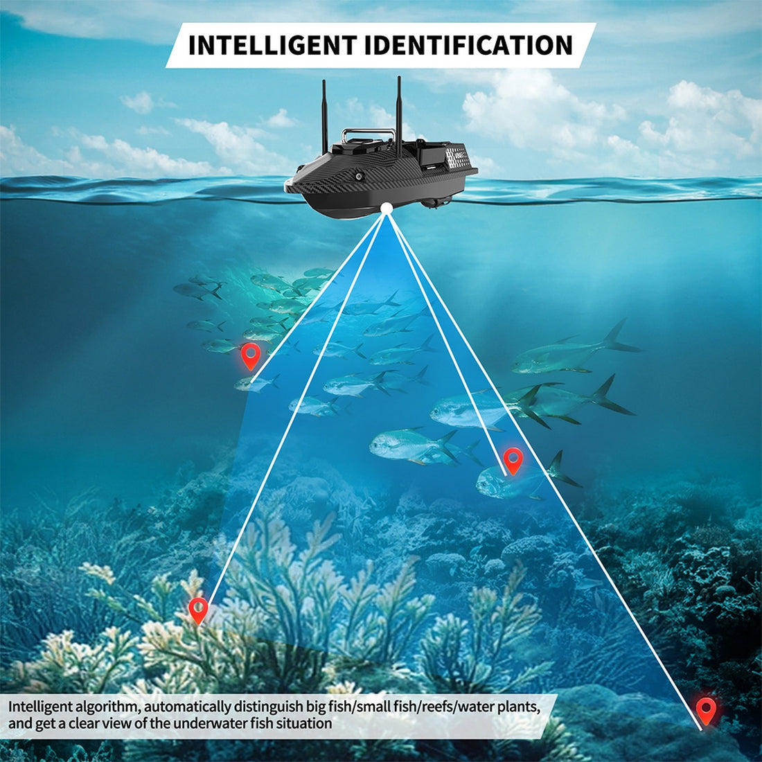 V803 PRO GPS Smart Bait Boat with 4 Hoppers