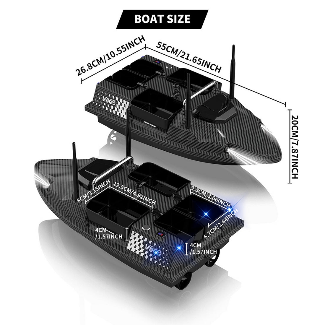 V803 PRO GPS Smart Bait Boat with 4 Hoppers
