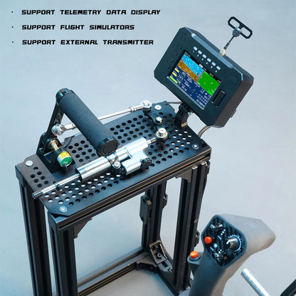 FF10 Flight Simulator Controller 10-Link 2.4G RC Transmitter with Throttle, Cyclic Stick & Rudder Pedals, ELRS 2.4G, CNC Metal Build for Fixed Wing, Helicopter & Multirotor