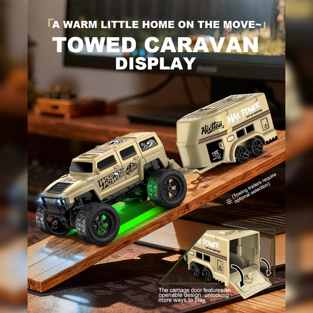 1/64 Scale 2.4G Full Proportional RC Crawler Truck with Trailer