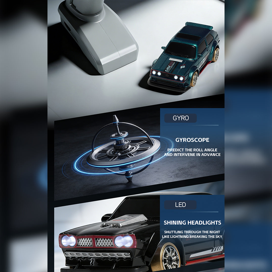 1/64 Scale 2.4G Full Proportional 4WD RC Drift Car