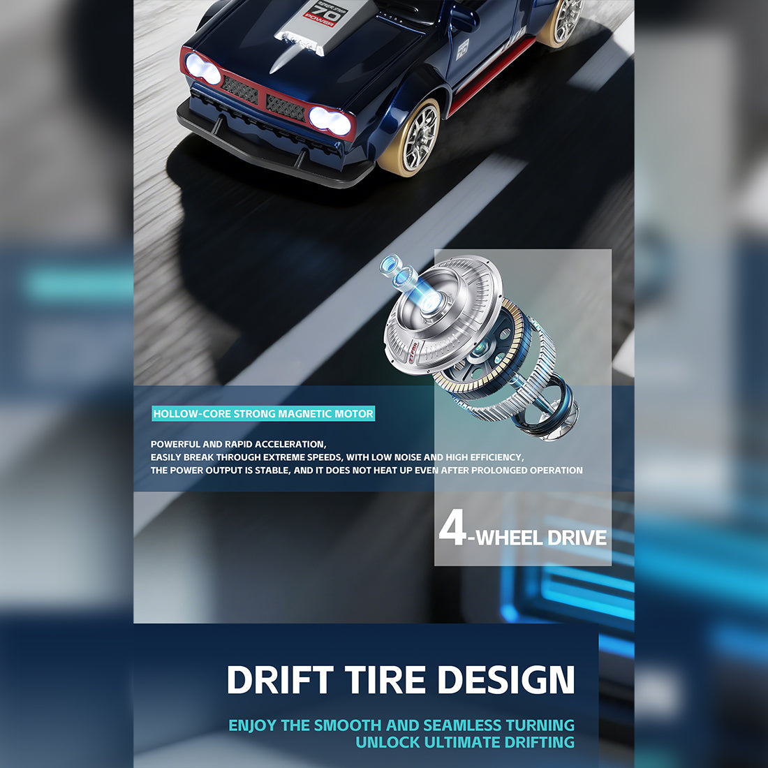 1/64 Scale 2.4G Full Proportional 4WD RC Drift Car