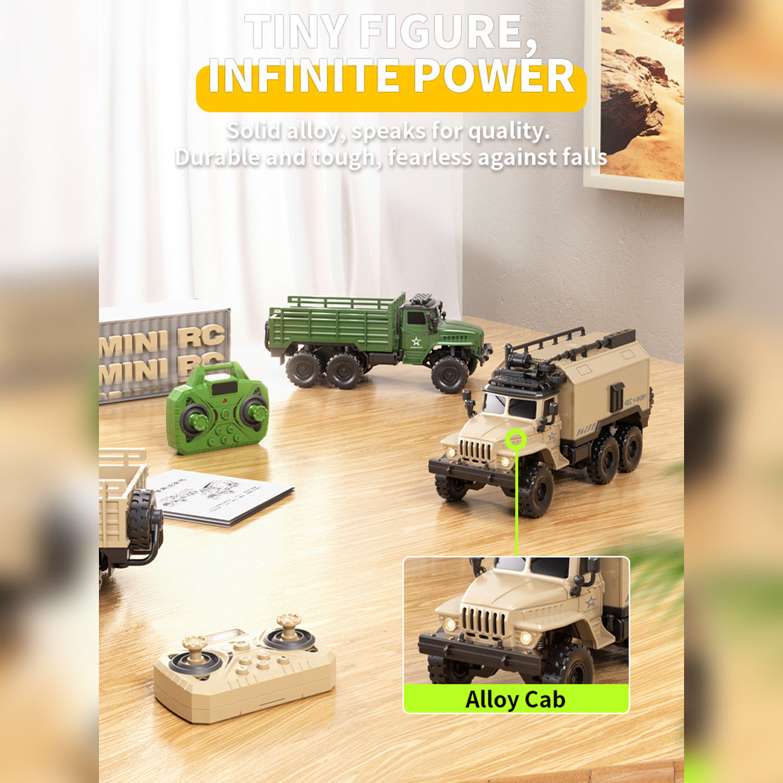 1/64 Scale 2.4G Mini Alloy Military Control Vehicle RC Car
