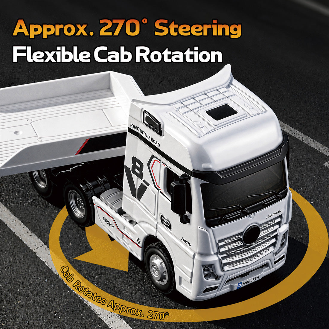 1/64 Scale 2.4G 12-Frequency Heavy Duty RC Flatbed Semi Truck Model with Sound & Light Effects