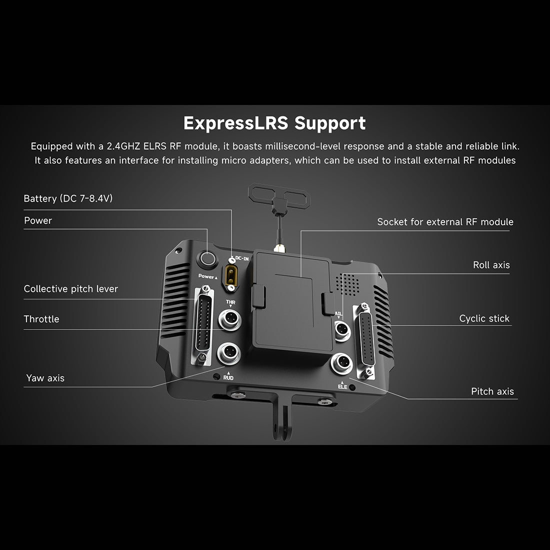 SENDUWING H17 RC Helicopter Flight Simulator Controller | 17CH CNC Metal Transmitter with Collective Pitch Lever & Foot Pedals
