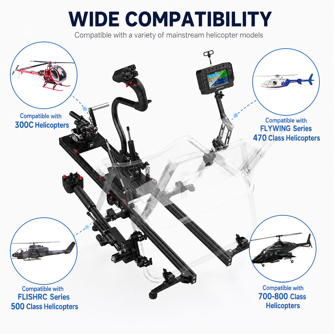 SENDUWING H17 RC Helicopter Flight Simulator Controller | 17CH CNC Metal Transmitter with Collective Pitch Lever & Foot Pedals