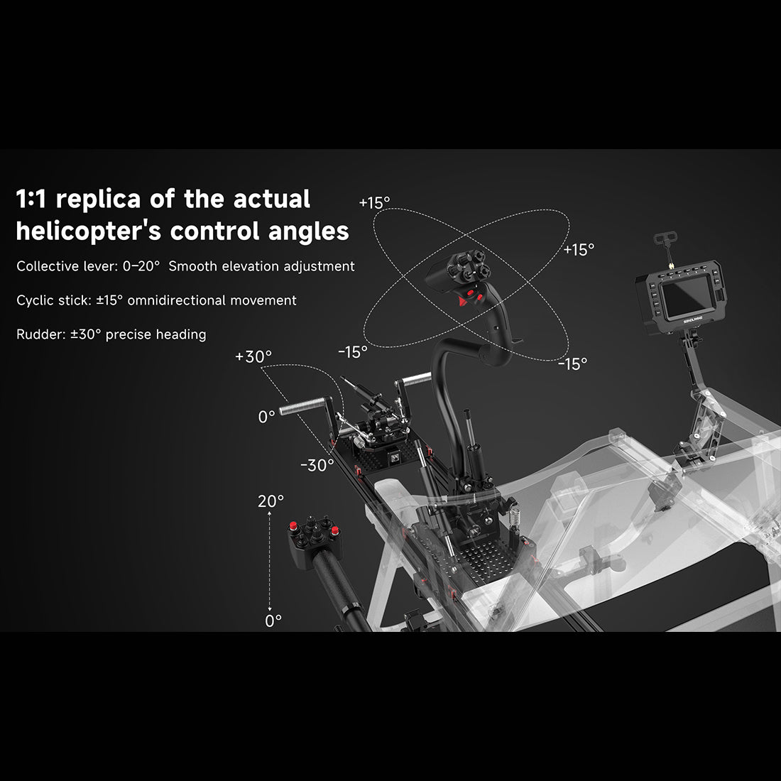 SENDUWING H17 RC Helicopter Flight Simulator Controller | 17CH CNC Metal Transmitter with Collective Pitch Lever & Foot Pedals
