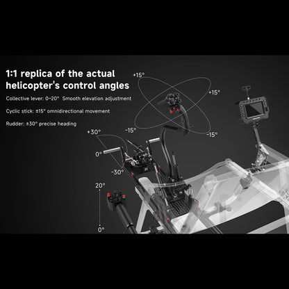 SENDUWING H17 RC Helicopter Flight Simulator Controller | 17CH CNC Metal Transmitter with Collective Pitch Lever & Foot Pedals