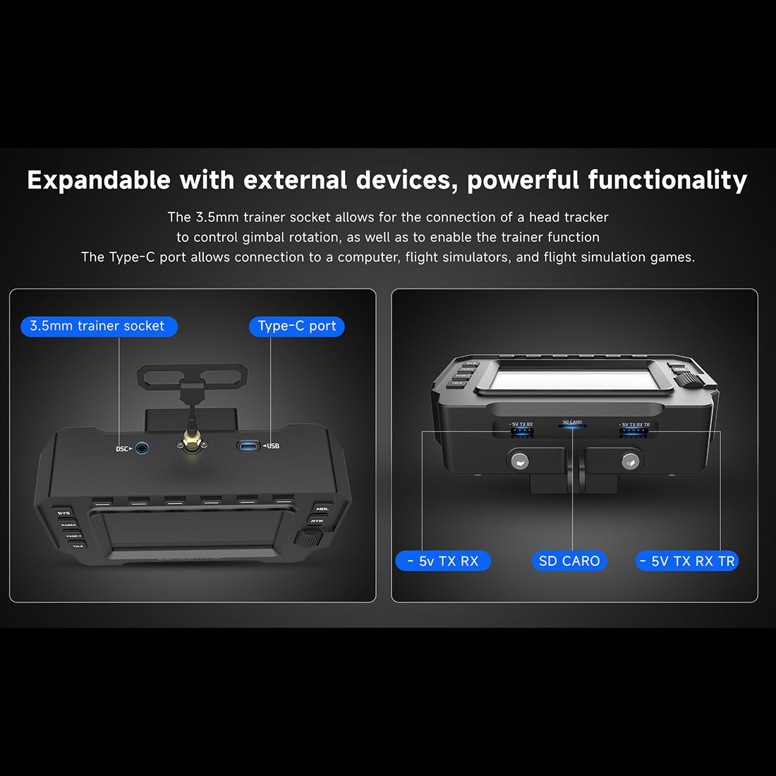 SENDUWING H17 RC Helicopter Flight Simulator Controller | 17CH CNC Metal Transmitter with Collective Pitch Lever & Foot Pedals