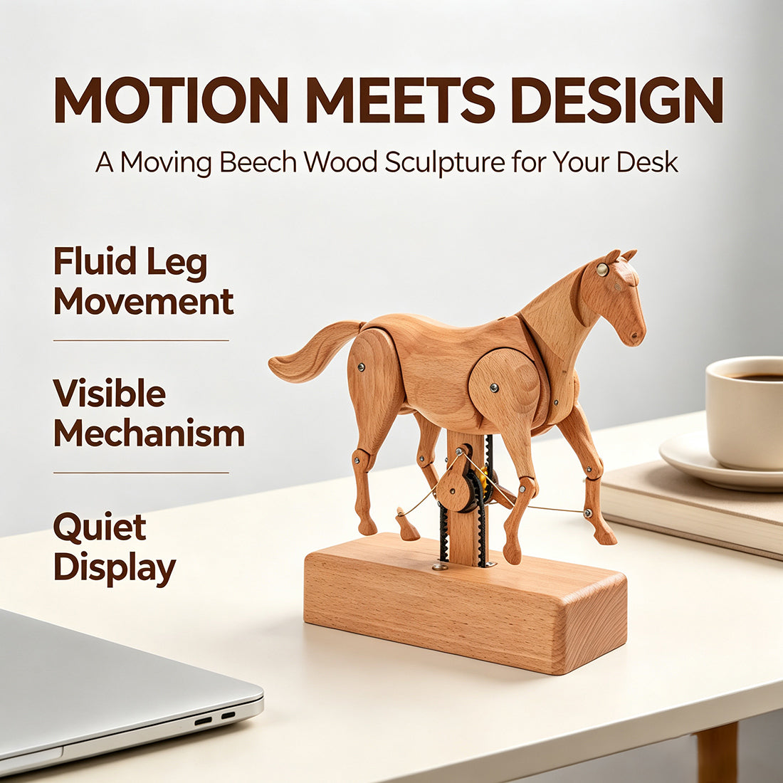 Mechanical Horse Wooden Automaton Model