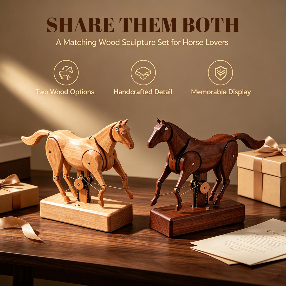 Mechanical Horse Wooden Automaton Model
