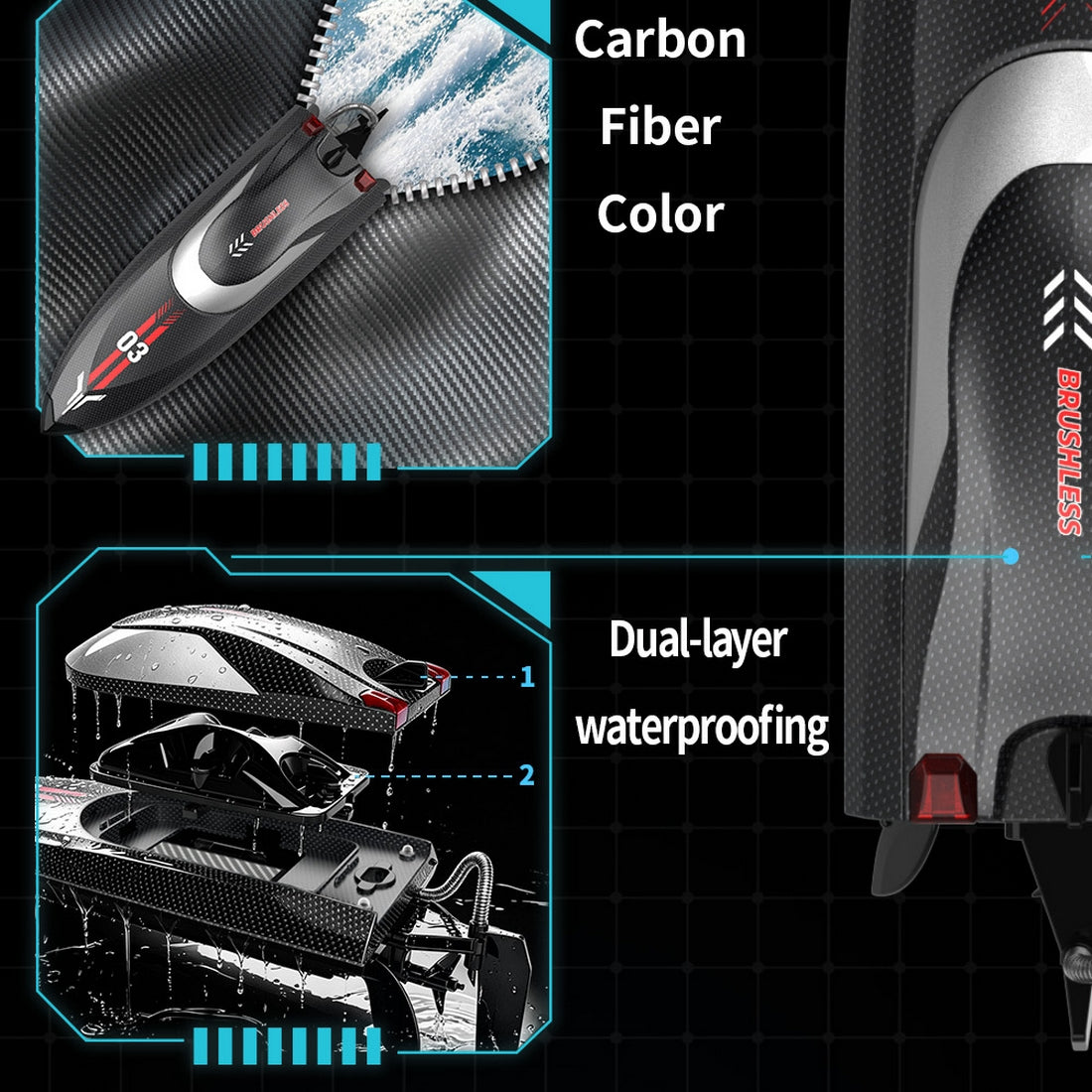 2.4GHz 35KM/H RC Power Boat with 395 Brushed Motor and Water Cooling