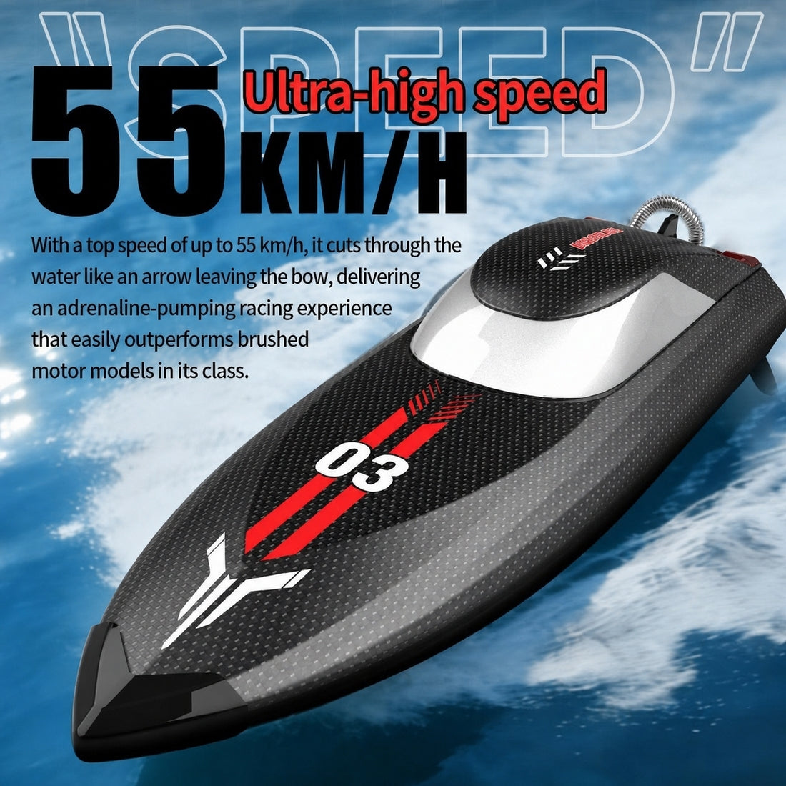 2.4GHz 35KM/H RC Power Boat with 395 Brushed Motor and Water Cooling