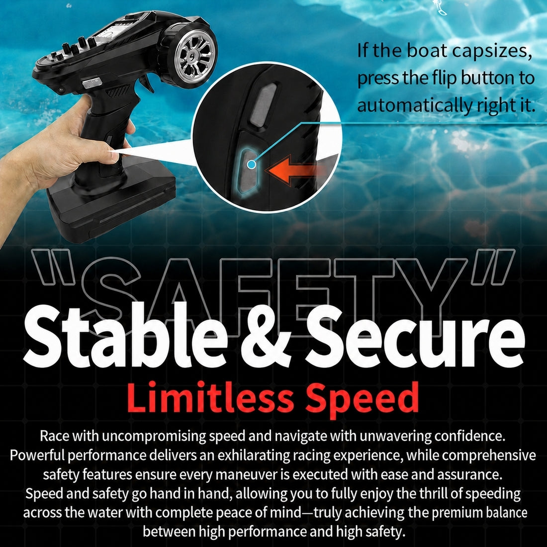 2.4GHz 35KM/H RC Power Boat with 395 Brushed Motor and Water Cooling